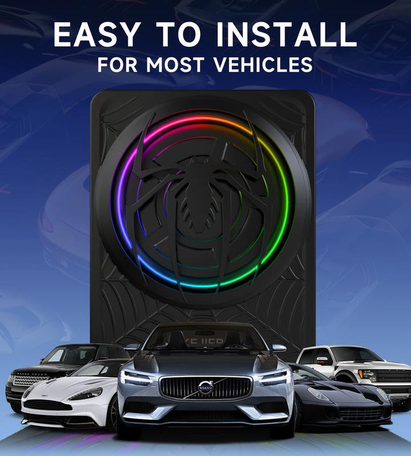VIKEJIEBIV 1200W RGB Subwoofer, Slim Underseat Car Subwoofer and Amp Package with RGB Beat-Synced Light, Individual Control for Low Pass/Gain/Boost Bass, Deep Bass Perfect for Truck/Suv/Jeep/Mpv