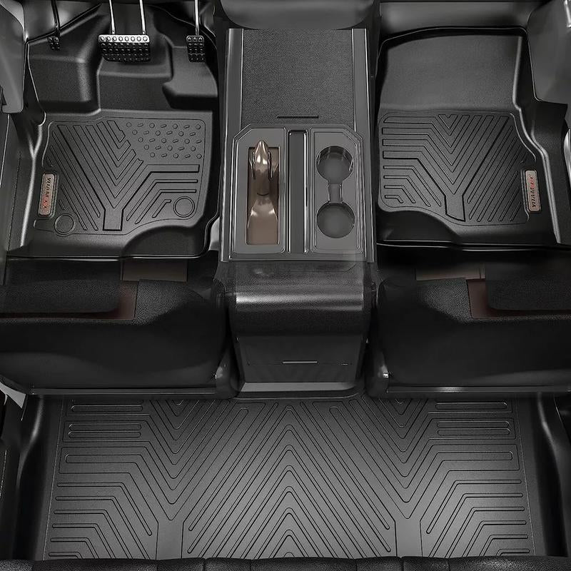 OEDRO Floor Mats Compatible with 2014-2018 Chevy Silverado/Gmc Sierra 1500 Crew Cab, 2015-2019 Chevy Silverado/Gmc Sierra 2500HD 3500HD Crew Cab, with 1St Row Bench Seat, Custom Fit Black TPE Floor Liners 1St & 2Nd Row All-Weather Protection