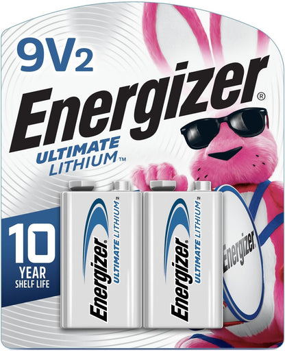 Ultimate Lithium 9V Batteries (2 Pack), Lithium 9 Volt Batteries