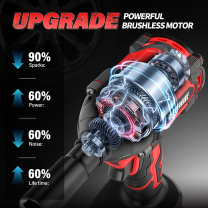 VERVEWAVE 20V Cordless Impact Wrench 1/2" High Torque Gun Kit - 300 Ft-Lbs (400N.M) for Car Tires & Lug Nuts - Includes 4.0Ah Battery, Fast Charger, 4 Sockets & Case