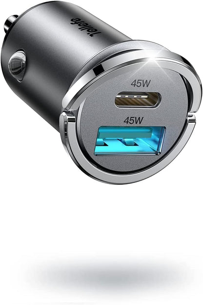 Dual USB C Car Charger Adapter,  90W Super Fast Type C Car Chargers [All Metal], Smallest Cigarette Lighter Fast Car Charing for Iphone 16/15/14 Pro Max, Samsung S24/23/22, Ipad Pro