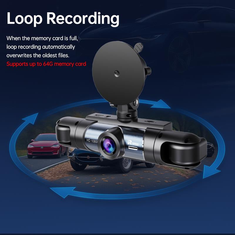 ONROAD AUTOTECH-4 Channel Car Dash Cam,1080P Car DVR with 64GB Memory Card，Car Video Surveillance with Night Vision，24/7Parking Mode Car DVR Hd Screen Front Rear Left and Right Dashcam