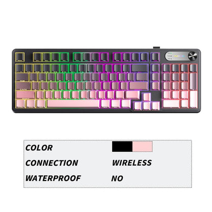 FURYCUBE IP108 Foundation Gaming Keyboard, 108 Keys Keyboard Tri-Mode Cute Keyboard Classic Keyboard with Number Pad, Media Knob Custom Mechanical Feel Keyboard, RGB Backlit Ergonomic Office Silent Computer Keyboard for PC, MAC, PS4, Xbox ONE Gamer