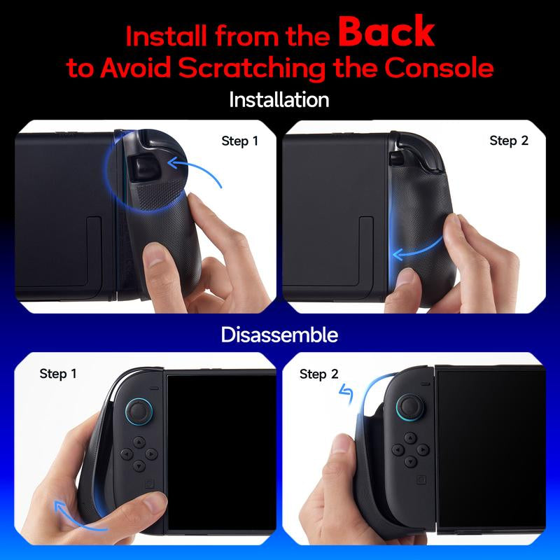 JSAUX Split Protective Case for Nintendo Switch 2, TPU Middle Frame & PC Front Cover, Non-Slip Ergonomic Grip, Storage for 10 Game Cards, Supports Stand Use, Shock Absorption & Anti-Scratch-Pc0114