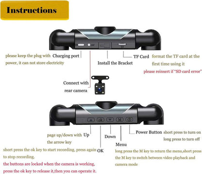 Multi-Channel Dashcam with Night Vision 4-Channel 1080P Recorder 256GB Memory Card Video Surveillance System Camera