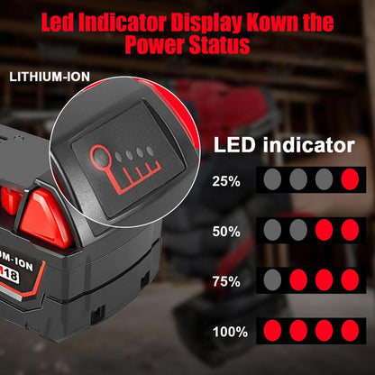 4-Pack 18V 8.0Ah Lithium-Ion Battery for M18 Tools 48-11-1850 48-11-1840 48-11-1852 48-11-1815 Cordless Power Tools with LED Indicator