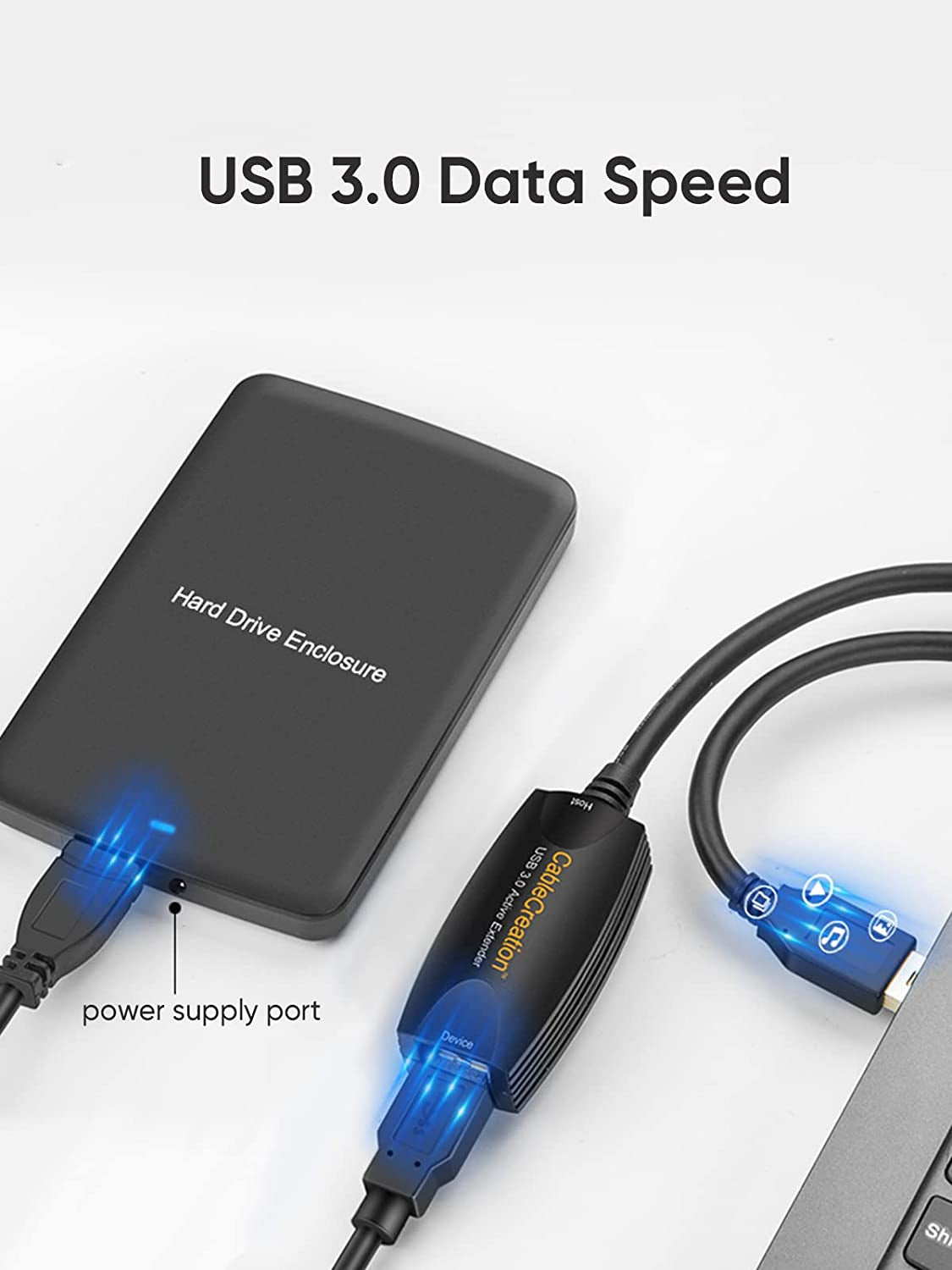Active USB 3.0 Extension Cable 16.4 FT, USB 3.0 Extender Male to Female Cord with Signal Booster Compatible with Oculus Quest 2, Rift Sensor, Steam VR, Gaming PC, 5M
