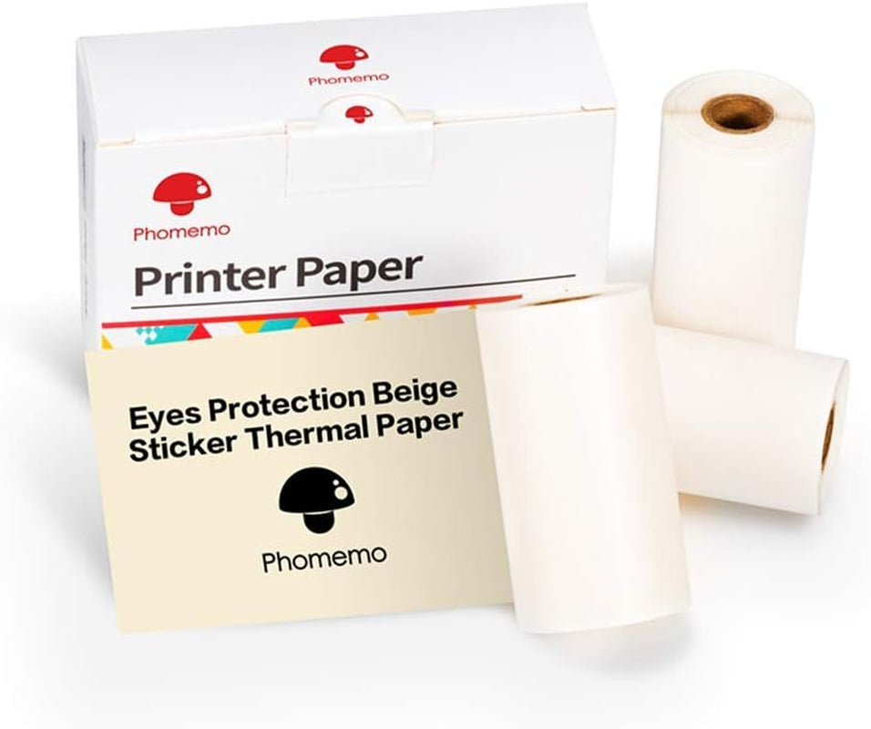 Eyes Protection Beige Thermal Paper- for  M02/M02 Pro/M02S/M03 Pocker Printer, 50Mm X 3M, Diameter 30Mm, 3 Rolls