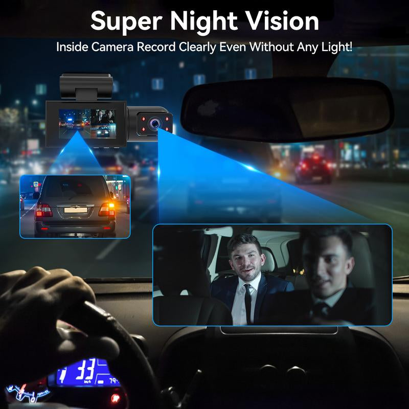 HD 1080P Car Dash Cam,Front &Rear Dual-Lens Car Video Recorder with Night Vision,Dashboard Wide Angle Driving Recorder, Dash Camera for Car, Dashcam, Automotive,Vehicle,Car DVR