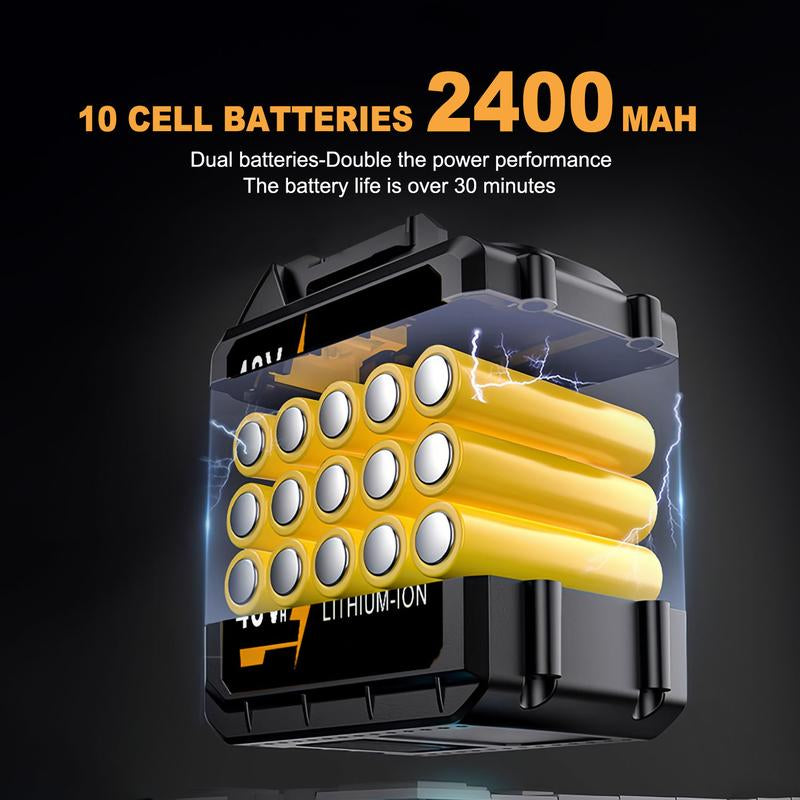 Cordless Variable-Speed Electric Air Blower 34000RPM High Power Low Noise Long Battery Life for Yard Leaves Snow Dust Cleaning