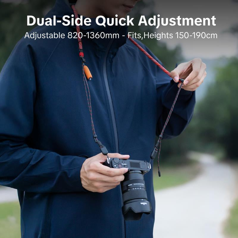 PGYTECH Camera Strap Slim for Mirrorless - Leather Harness Quick Release Adjustable Camera Neck Shoulder Strap for Compact Camera, Instant Camera and Smartphone