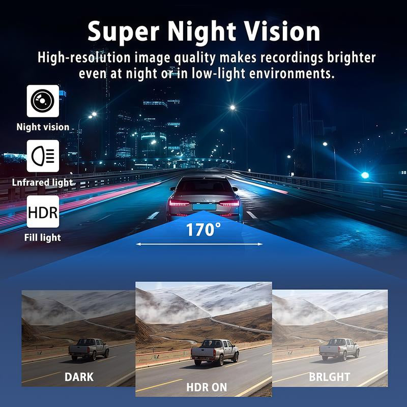 ONROAD AUTOTECH-4 Channel Car Dash Cam,1080P Car DVR with 64GB Memory Card，Car Video Surveillance with Night Vision，24/7Parking Mode Car DVR Hd Screen Front Rear Left and Right Dashcam