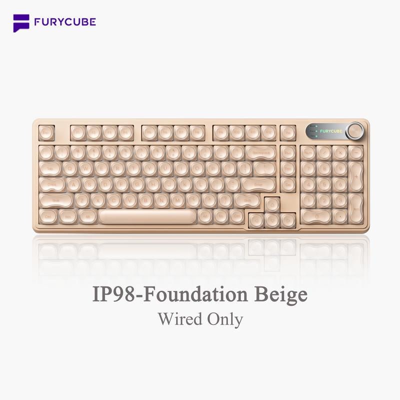FURYCUBE IP108 Foundation Gaming Keyboard, 108 Keys Keyboard Tri-Mode Cute Keyboard Classic Keyboard with Number Pad, Media Knob Custom Mechanical Feel Keyboard, RGB Backlit Ergonomic Office Silent Computer Keyboard for PC, MAC, PS4, Xbox ONE Gamer