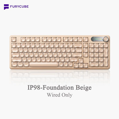 FURYCUBE IP108 Foundation Gaming Keyboard, 108 Keys Keyboard Tri-Mode Cute Keyboard Classic Keyboard with Number Pad, Media Knob Custom Mechanical Feel Keyboard, RGB Backlit Ergonomic Office Silent Computer Keyboard for PC, MAC, PS4, Xbox ONE Gamer