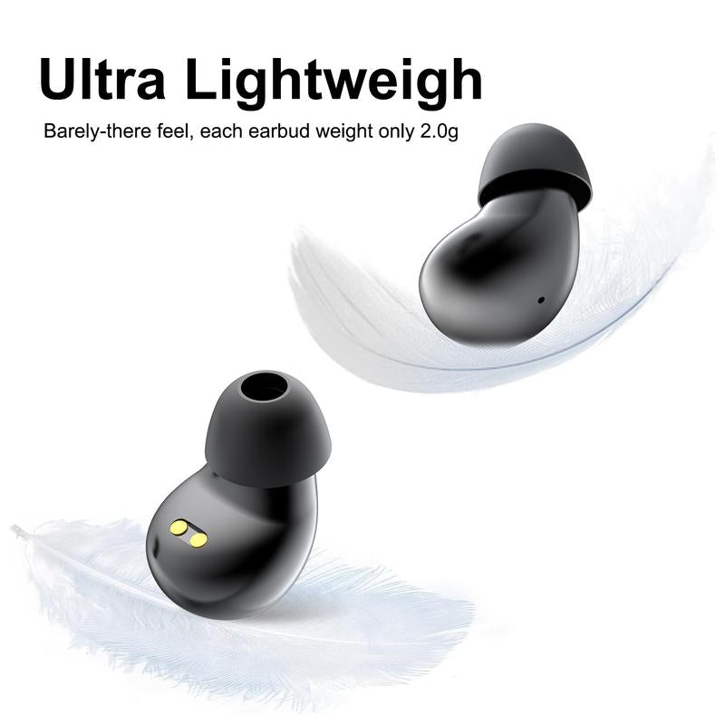 SK45 True Wireless Invisible Bluetooth Headphones,Tiny Size,Heavy Bass&Noise Cancelling Audio Earphone,Touch Control,Headset with Display,Audifonos Bluetooth Wireless for Sleeping