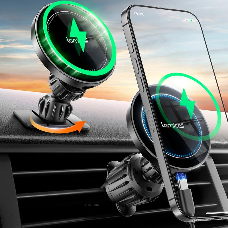 Lamicall 15W Magsafe Car Charger Mount – [2-In-1 Vent Clip & Dashboard Adhesive] Fast Wireless Magnetic Phone Holder for Iphone 16/15 Pro Max Adjustable #Tiktokshopblackfriday #Tiktokshopcybermonday