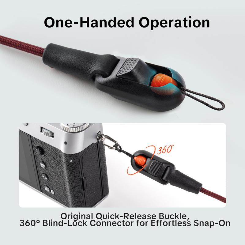 PGYTECH Camera Strap Slim for Mirrorless - Leather Harness Quick Release Adjustable Camera Neck Shoulder Strap for Compact Camera, Instant Camera and Smartphone