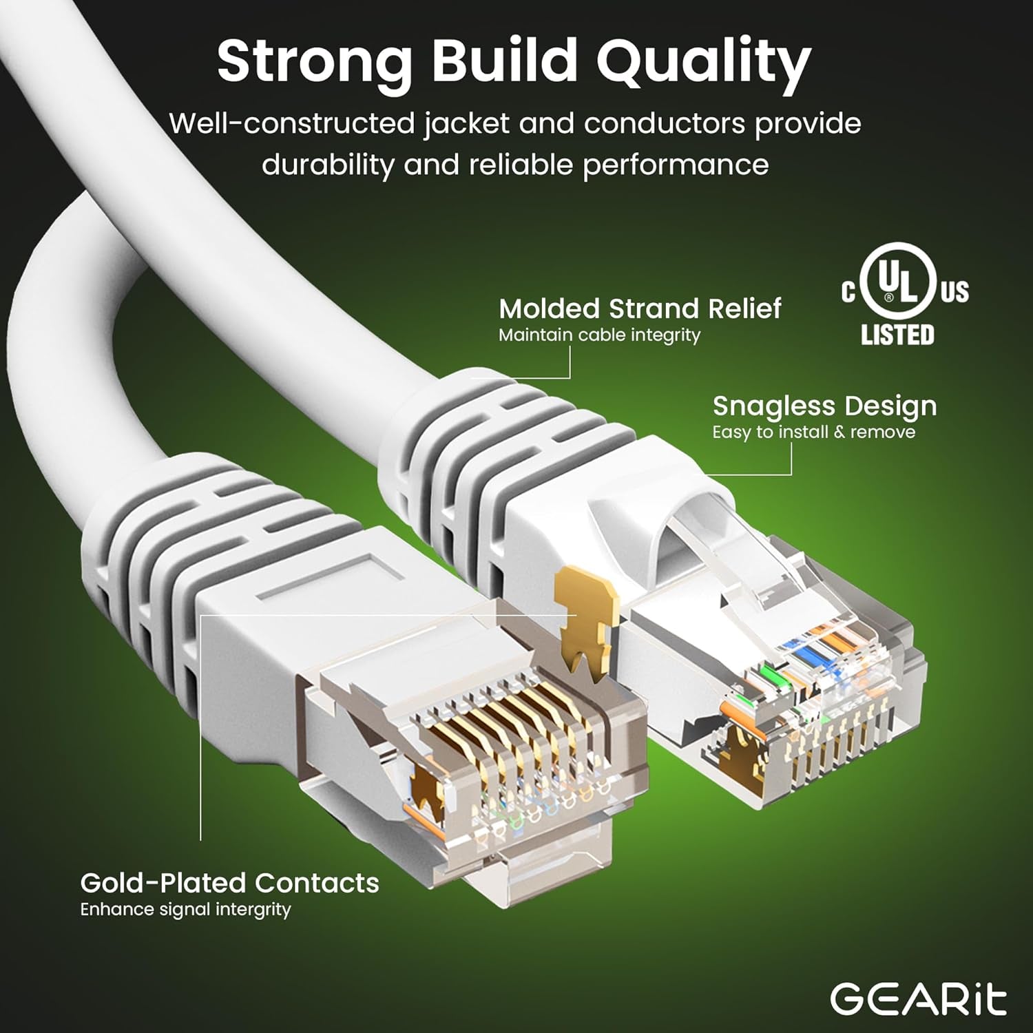 Cat 6 Ethernet Cable (24-Pack 7 Feet) Cat6 Network Patch, 10Gbps, RJ45, Snagless Cord, Gold-Plated Connectors, Internet for PC, TV, Tablet, Router, Printer, Servers, IT Data Center - White