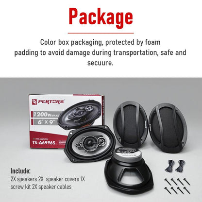 6×9 Inch 5-Way Car Coaxial Speakers (2 PCS) 5.2 Surround Sound & Hi-Fi Audio for Door Installation with MP3 Cable, Universal Fit for Most Cars