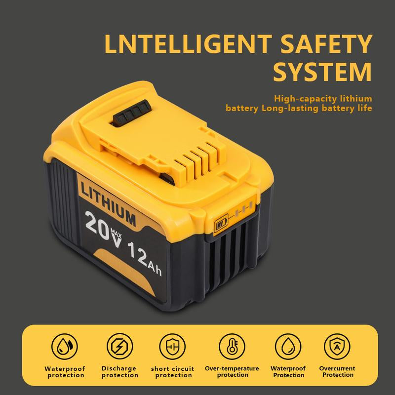 Dewalt Replacement Lithium-Ion Battery 20V Flexvolt 12.0Ah Lithium-Ion Battery Pack, Compatible with DCB606/DCB609/DCB612/DDCB200/DCB201/DCB203/DCB204/DCB206/DCB207/DCB209 Power Tools, 4-Pack