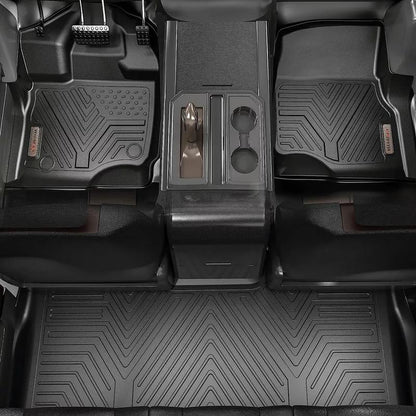 OEDRO Floor Mats Compatible with 2014-2018 Chevy Silverado/Gmc Sierra 1500 Crew Cab, 2015-2019 Chevy Silverado/Gmc Sierra 2500HD 3500HD Crew Cab, with 1St Row Bench Seat, Custom Fit Black TPE Floor Liners 1St & 2Nd Row All-Weather Protection