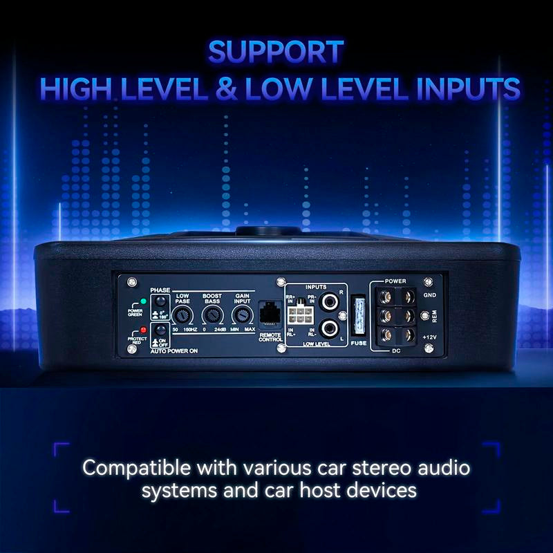 Car Subwoofer 10"12V Slim under Seat Powered Car Subwoofer for Car SUV MPV