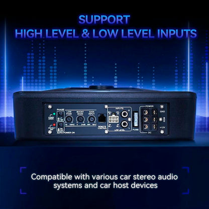 Car Subwoofer 10"12V Slim under Seat Powered Car Subwoofer for Car SUV MPV