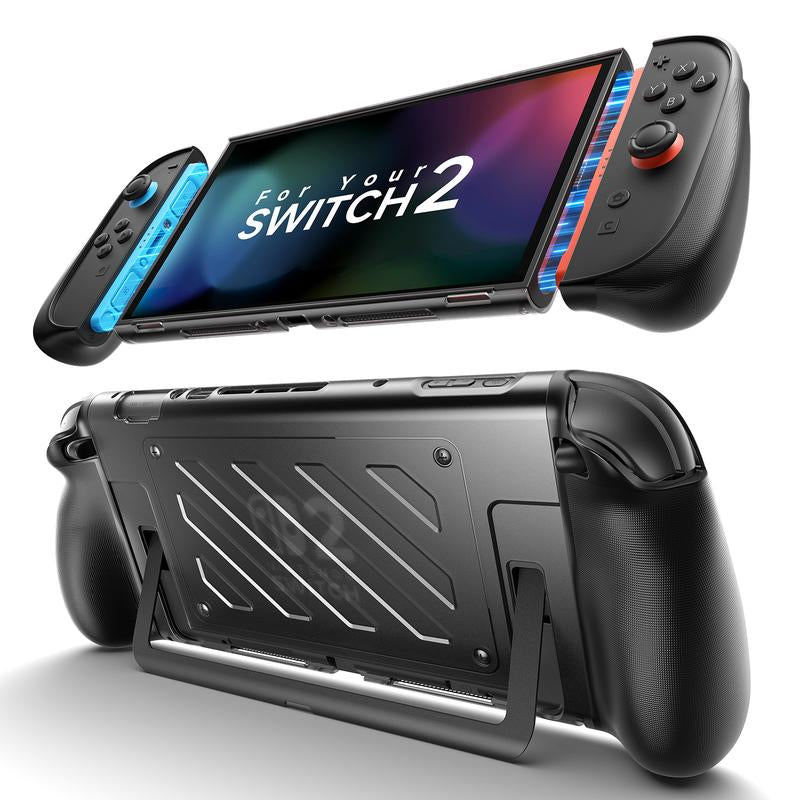 JSAUX Split Protective Case for Nintendo Switch 2, TPU Middle Frame & PC Front Cover, Non-Slip Ergonomic Grip, Storage for 10 Game Cards, Supports Stand Use, Shock Absorption & Anti-Scratch-Pc0114