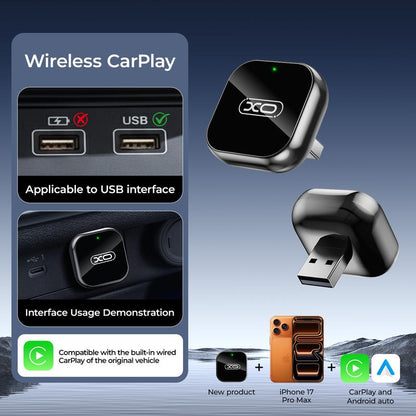 Mini Wireless Carplay & Android Auto Adapter, Upgrade Convert Wired to Wireless, Plug-And-Play, No Delay, Stable Connection Carplay for Iphone & Android（Ios10+, Android 11+）