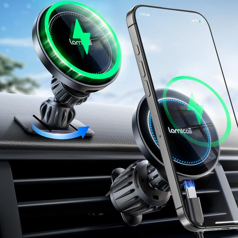 Lamicall 15W Magsafe Car Charger Mount – [2-In-1 Vent Clip & Dashboard Adhesive] Fast Wireless Magnetic Phone Holder for Iphone 16/15 Pro Max Adjustable #Tiktokshopblackfriday #Tiktokshopcybermonday