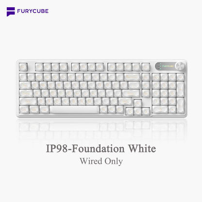 FURYCUBE IP108 Foundation Gaming Keyboard, 108 Keys Keyboard Tri-Mode Cute Keyboard Classic Keyboard with Number Pad, Media Knob Custom Mechanical Feel Keyboard, RGB Backlit Ergonomic Office Silent Computer Keyboard for PC, MAC, PS4, Xbox ONE Gamer