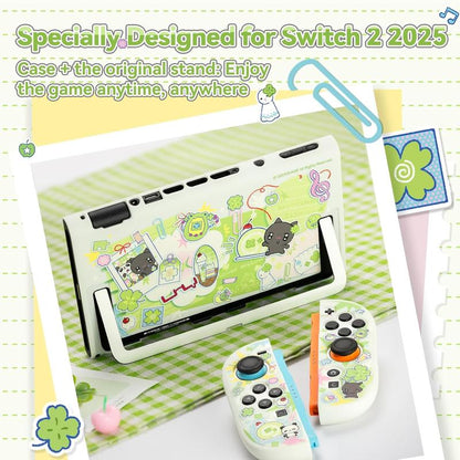 Geekshare Slim Protective Case Compatible with Switch 2 (2025), Anti-Scratche and Shock-Absorption Dockable Hard Shell for Switch 2 Game Console - Lucky Clover Memo