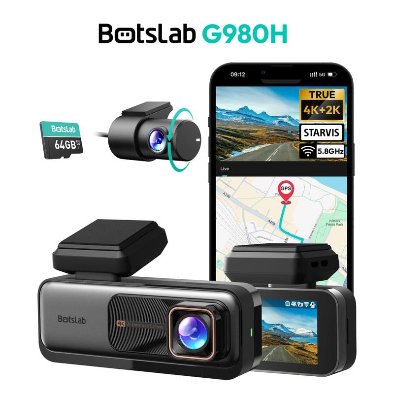 Botslab 4K Front & Rear Dashcam,1 Count Dash Camera for Car,170° Ultra Wide Dashcam with ADAS, Night Vision,Free 64GB SD Card, 5G/2.4G Wifi,Automotive,Vehicle