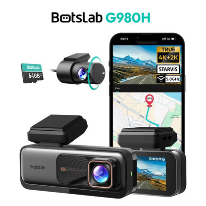 Botslab 4K Front & Rear Dashcam,1 Count Dash Camera for Car,170° Ultra Wide Dashcam with ADAS, Night Vision,Free 64GB SD Card, 5G/2.4G Wifi,Automotive,Vehicle
