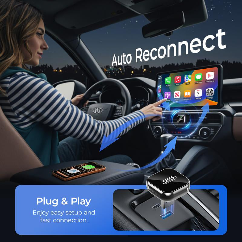 Mini Wireless Carplay & Android Auto Adapter, Upgrade Convert Wired to Wireless, Plug-And-Play, No Delay, Stable Connection Carplay for Iphone & Android（Ios10+, Android 11+）