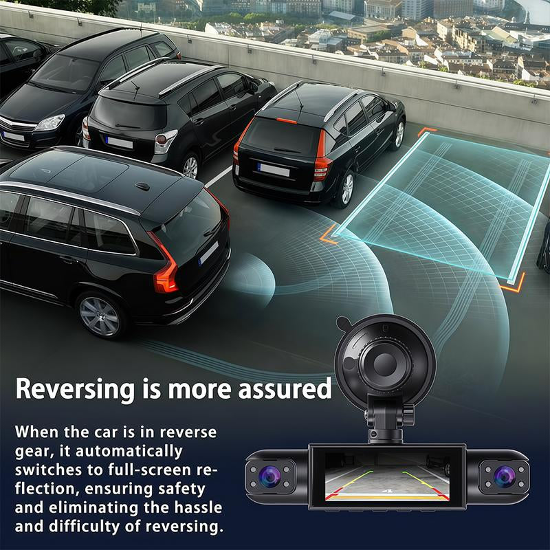 ONROAD AUTOTECH-4 Channel Car Dash Cam,1080P Car DVR with 64GB Memory Card，Car Video Surveillance with Night Vision，24/7Parking Mode Car DVR Hd Screen Front Rear Left and Right Dashcam