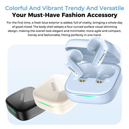 MINISO MS119 TWS True Wireless Earbuds Bluetooth Headphones, Bluetooth 6.0, 30H Long Playtime, IPX5 Water-Resistant, 2 Mics for Clear Calls, Deep Bass Sound Earphones