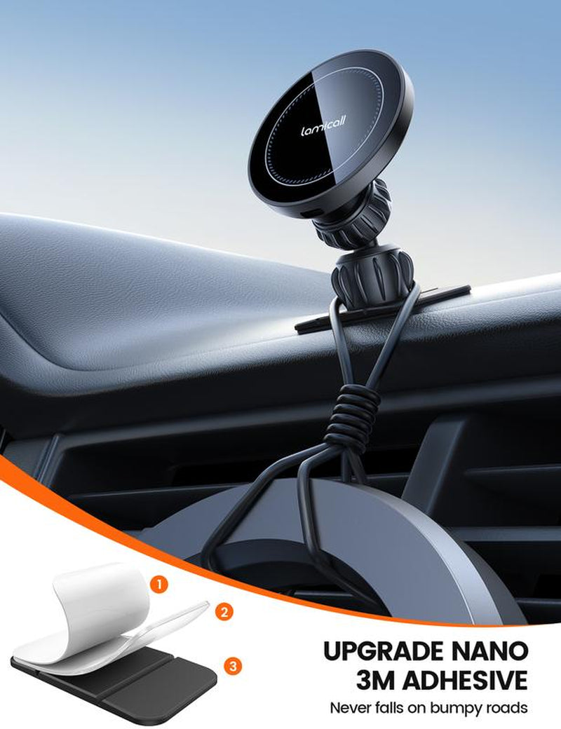 Lamicall 15W Magsafe Car Charger Mount – [2-In-1 Vent Clip & Dashboard Adhesive] Fast Wireless Magnetic Phone Holder for Iphone 16/15 Pro Max Adjustable #Tiktokshopblackfriday #Tiktokshopcybermonday