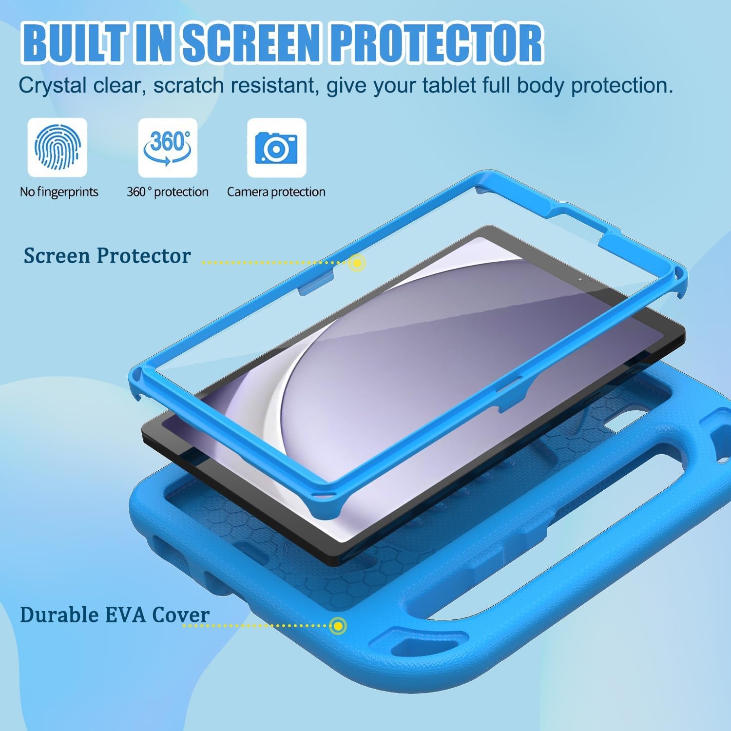Kids Case for Samsung Galaxy Tab A11 8.7 Inch 2025/A9 8.7" 2023 /Tab A7 Lite 8.7" 2021- with Built-In Screen Protector, Shockproof Samsung Galaxy Tab A11/A9/A7 Lite Case 8.7 Inch - Blue