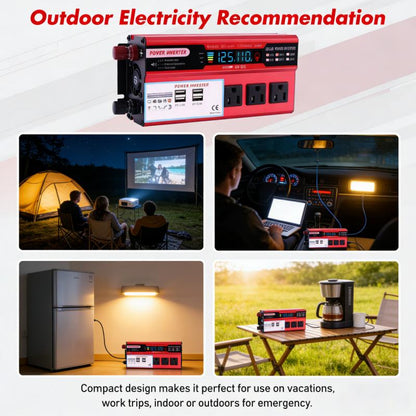 5000W Car Power Inverter DC 12V to AC 110V Converter 4 USB Outputs LCD Display 6000W Peak Power Vehicle Power Inverter