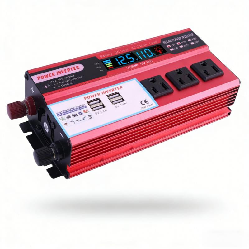 5000W Car Power Inverter DC 12V to AC 110V Converter 4 USB Outputs LCD Display 6000W Peak Power Vehicle Power Inverter