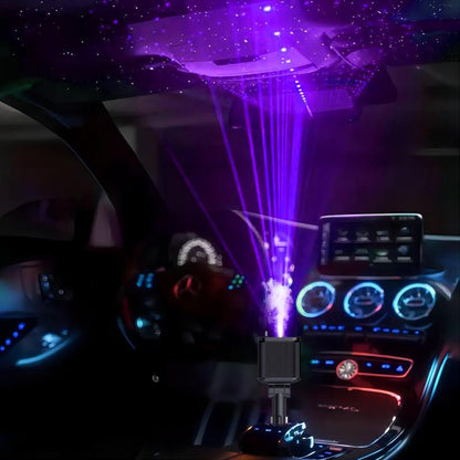 Fast Car Charger with Starlight 4-In-1 Retractable Car Charger with Built-In Double Cable Voltage Display 31.5 Inch Range Built-In Starlight Projector