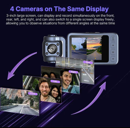 HYRORA 4K Triple Dash Cam with Wifi Front inside Rear View Night Vision 24H Parking Monitor Car Driving Recorder HD Crystal-Clear Recording 2 Inch Display Free 32GB Card Holiday Haul Christmas