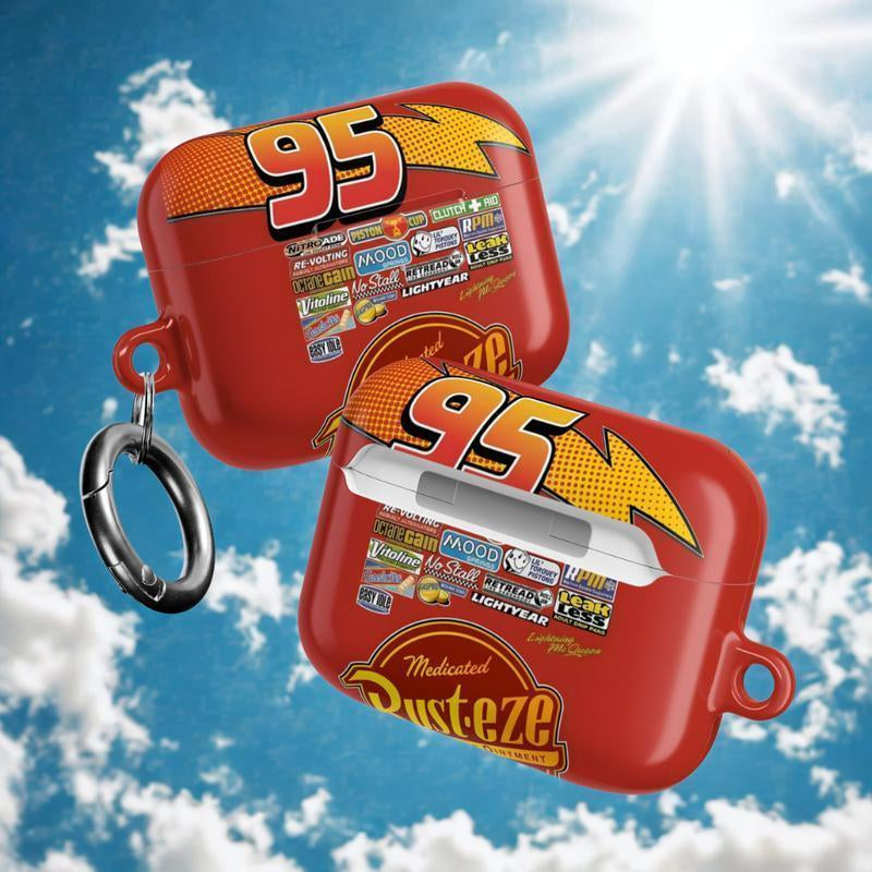 Racing Car 95 Lightning Red Inspired Airpods Case, for All Airpods Gen 1 2 3 4 & Pro 1, 2, 3 Aesthetic Air Pods Case Cover Protective