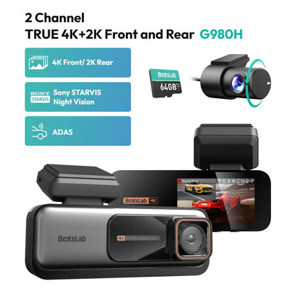 Botslab 4K Front & Rear Dashcam,1 Count Dash Camera for Car,170° Ultra Wide Dashcam with ADAS, Night Vision,Free 64GB SD Card, 5G/2.4G Wifi,Automotive,Vehicle