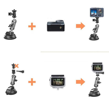 360° Rotation Suction Cup Camera Mount Holder for Car Windshield, Adjustable Dash Cam Camera Holder Stand Bracket 1/4" Holes Quick Release, for GPS Driving DVR Action Cam Camcorder Video Record POV/VLOG, Fits for Gopro Hero 13 12/11/10/9/8/7/6/5/4/3