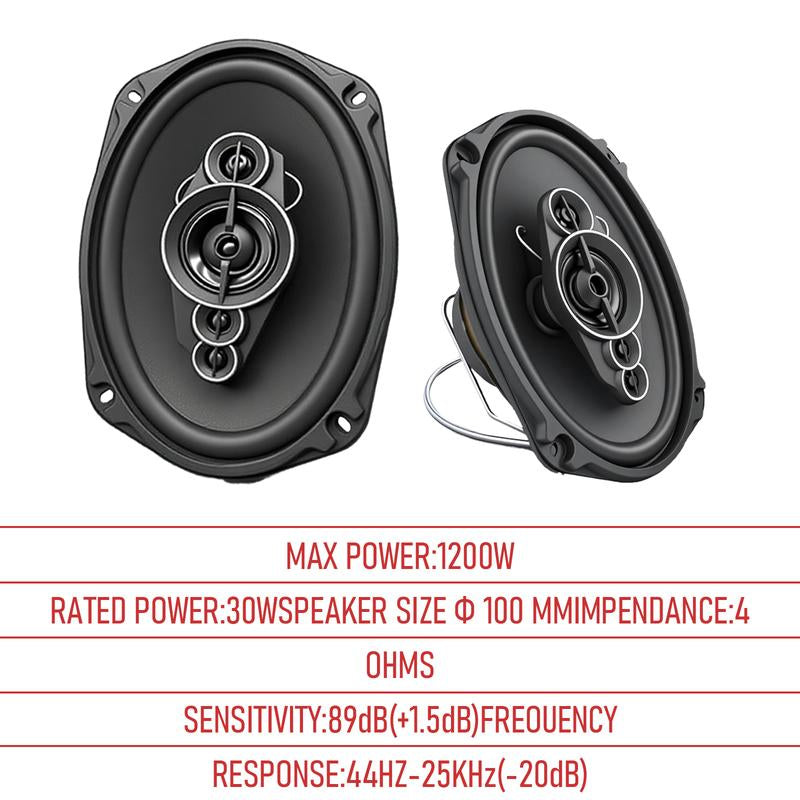 6×9 Inch 5-Way Car Coaxial Speakers (2 PCS) 5.2 Surround Sound & Hi-Fi Audio for Door Installation with MP3 Cable, Universal Fit for Most Cars