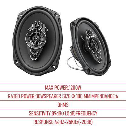 6×9 Inch 5-Way Car Coaxial Speakers (2 PCS) 5.2 Surround Sound & Hi-Fi Audio for Door Installation with MP3 Cable, Universal Fit for Most Cars