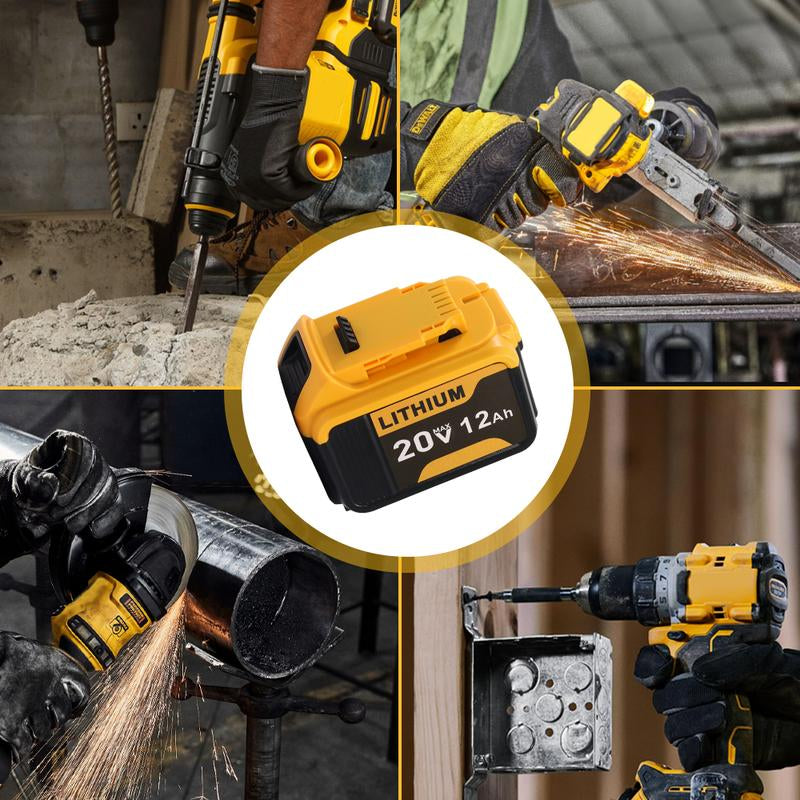 Dewalt Replacement Lithium-Ion Battery 20V Flexvolt 12.0Ah Lithium-Ion Battery Pack, Compatible with DCB606/DCB609/DCB612/DDCB200/DCB201/DCB203/DCB204/DCB206/DCB207/DCB209 Power Tools, 4-Pack
