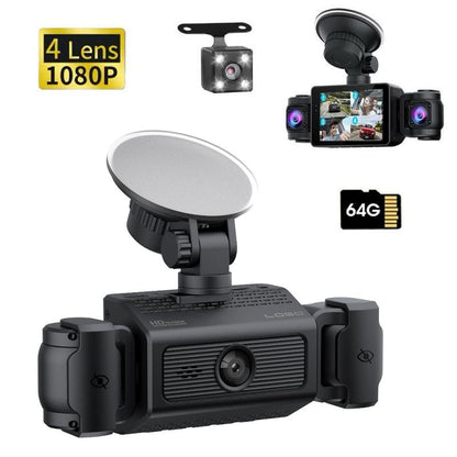 BCUOZ 4 Channel Dash Cam Front and Rear inside 24H Security Parking Monitor 1080P FHD 360 Degree View with IR Night Vision for Cars Left Right